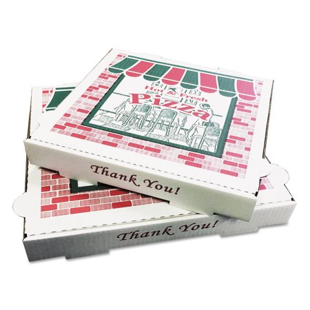 Custom made foldable pizza boxes made of corrugated cardboard material printed with custom logo
