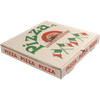 Custom made foldable pizza boxes made of corrugated cardboard material printed with custom logo
